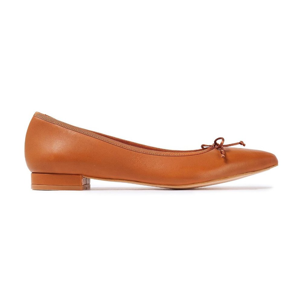 French Sole Calfskin Leather Brown Ballet Flats Size 10.5  40.5